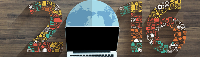 MacBook ligt over het getal 2016 dat staat voor de CRM trends